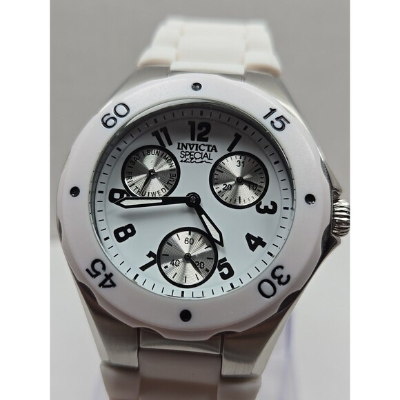 Invicta Couture Angel White Silicone Multifunction Watch 40mm Quartz New Battery - Picture 4 of 11